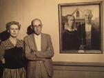 <p>Герои на картината "Американска готика" на художника Грант Вуд, 1930 г.</p>